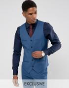 Noak Super Skinny Wedding Vest In Blue - Blue