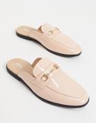 Asos Design Backless Mule Loafer In Pink Patent Faux Leather