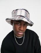 Topman Check Bucket Hat In Black And Brown-multi
