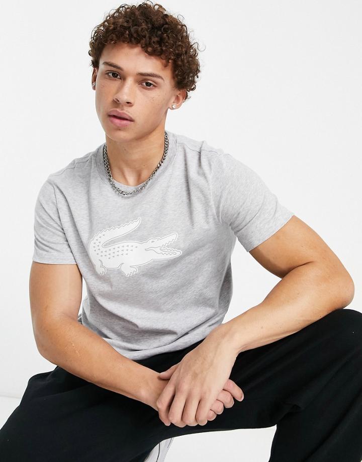 Lacoste Croc Logo T-shirt In Gray