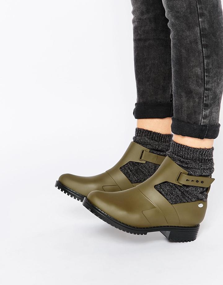 Mel By Melissa Open Ankle Boots - Khaki