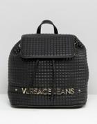 Versace Jeans Backpack With Gold Letters - Black
