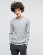 Asos Alpaca Mix Ribbed Sweater - Gray