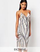 Club L Midi Dress With Cami Strap In Sequin - Multi Sequin