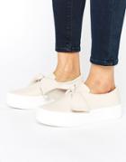 Pull & Bear Leather Look Knot Flatform Trainer - Pink