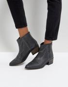 Depp Leather Studded Western Boot - Black