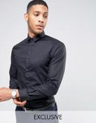 Noak Skinny Shirt With Micro Collar - Black