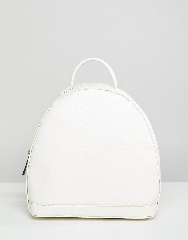 Street Level White Minimal Zip Backpack - White