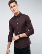 Asos Smart Skinny Oxford Shirt In Purple - Purple