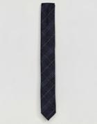 Asos Slim Tie In Textured Check - Black