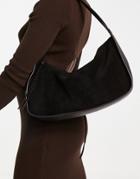 Mango Shoulder Bag In Black Leather