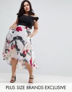 Coast Plus Fionn Dip Hem Printed Skirt - Silver