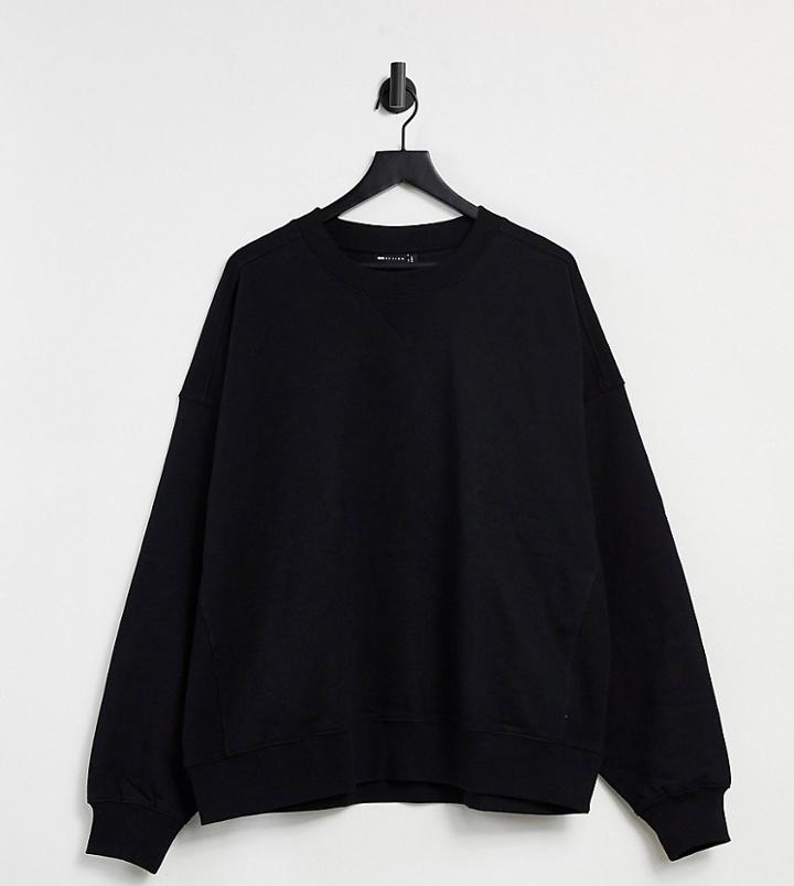 Asos Design Tall Super Oversized Cocoon Sweatshirt With Panel Detail In Black