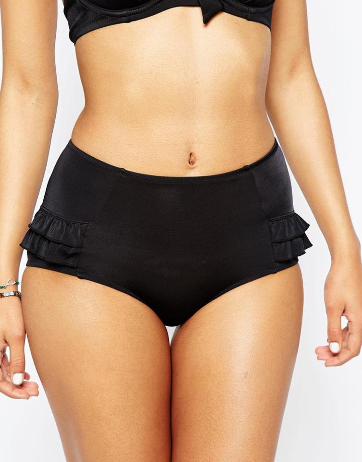 Pour Moi Splash Highwaisted Control Bikini Bottoms - Black