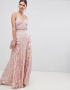 True Decadence Cami Strap Maxi Dress With Lace Insert Skirt - Pink