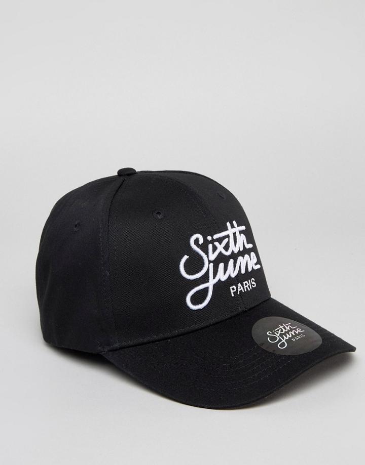 Sixth June Baseball Cap With Logo - Black