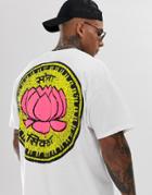 Hnr Ldn Lotus Back Print T-shirt In Oversized-white