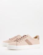 Miss Selfridge Tanika Lace Up Sneakers In Cream-white