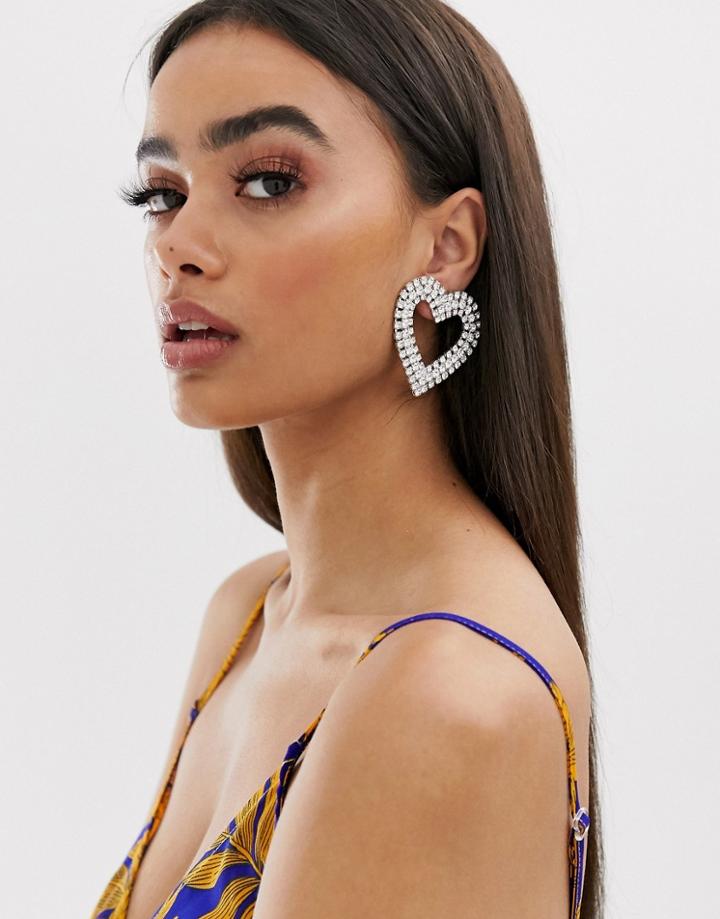 Krystal London Swarovski Crystal Statement Oversize Heart Earrings