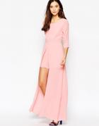 Wal G Romper With Maxi Skirt Overlay - Pink