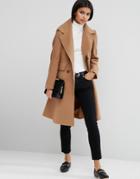 Asos Wool Blend Skater Coat With Raw Edges - Stone