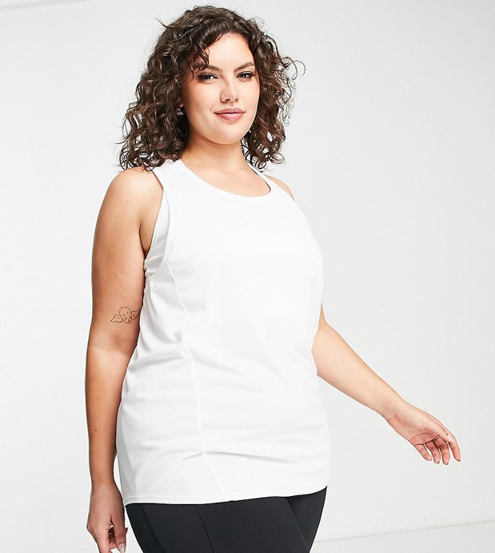 Asos 4505 Curve Icon Tank In Longer Length-white