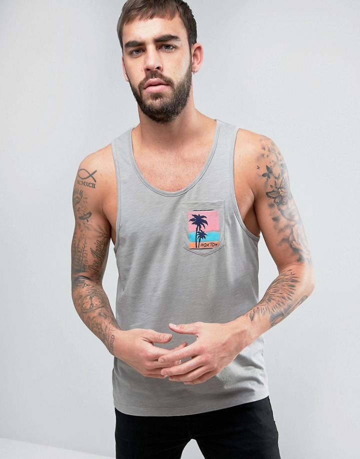 Hoxton Denim Tropical Pocket Print Tank - Purple