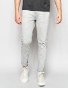Weekday Friday Skinny Jeans In Stretch Gray Beat Light Wash - Gray Beat