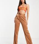 Missguided Tall Satin Wide Leg Pant In Brown