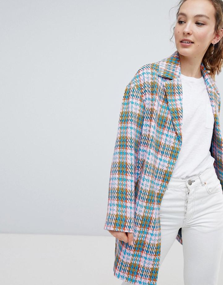 Asos Design Check Formal Coat - Multi