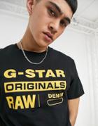 G-star Originals Logo Cotton T-shirt In Black - Black