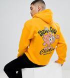 Crooked Tongues Hoodie With Chicken Shop Print In Yellow - Yellow