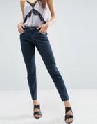 Asos Kimmi Shrunken Boyfriend Jeans In Zeba Darkwash With Raw Hem - Bl