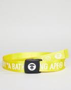 Aape By A Bathing Ape Logo Clip Belt In Yellow - Yellow