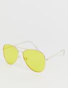 Vila Aviator Sunglasses - Yellow