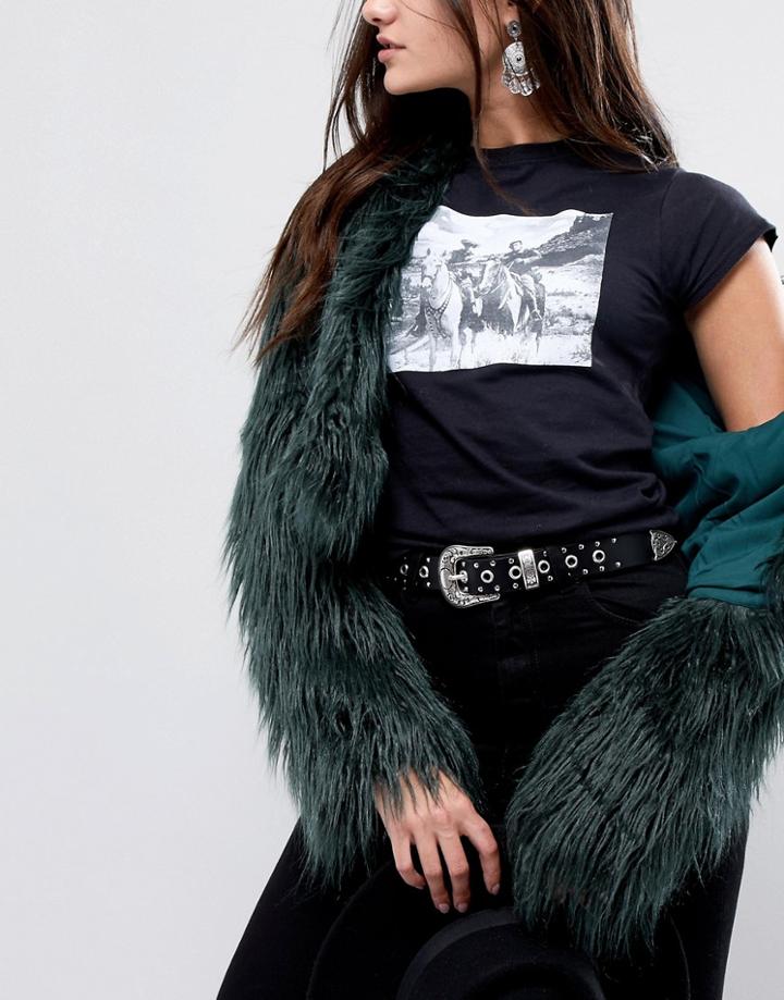 Asos Leather Studded Western Belt - Black