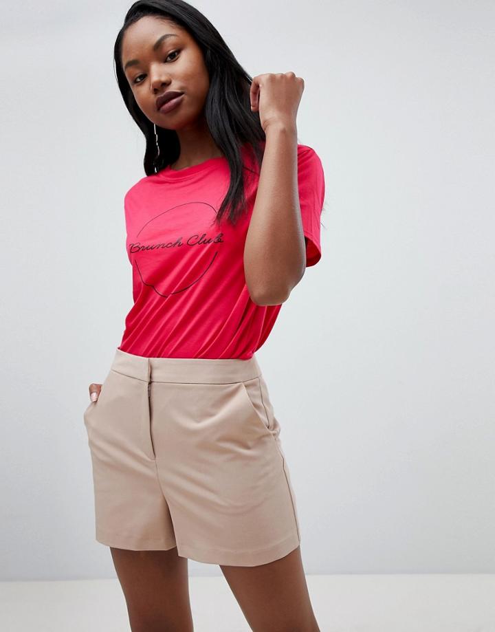 Asos Design Tailored A-line Shorts-cream