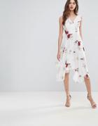 Influence Floral Wrap Front Dress - White