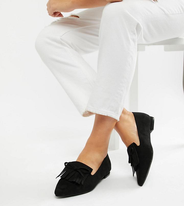 Asos Design Wide Fit Lorrie Loafer Ballet-black