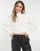 Monki Fiona High Neck Sweater In White
