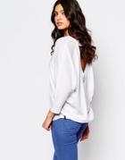 Replay Open Back Jersey Top - White