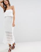 Asos Crochet Strapless Dress - White