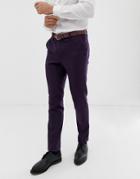 Asos Design Wedding Skinny Suit Pants In Purple Micro Texture - Purple