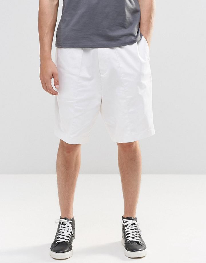 Asos Wide Tailored Shorts In White - White
