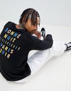 Asos Design Long Sleeve T-shirt With Paris Back Print - Black