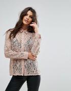 Goldie Hooked On You Rose Floral Lace Blouse - Pink