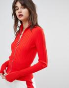 Hugo Ribbed Super Skinny Cardigan - Orange
