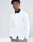Noak Skinny Shirt With Cord Collar And Concealed Placket - White