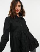 New Look Tiered Longline Shirt In Black