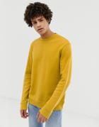 Selected Homme Sweatshirt With Raised Neck In Pique Jersey - Yellow